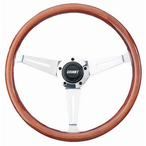 Grant Collector's Edition Steering Wheels 1170 Wheel, Edition, Aluminum, Polished, Mahogany, 3-Spoke, 14.5 in. Diameter, 5-Bolt, Each thumbnail 3