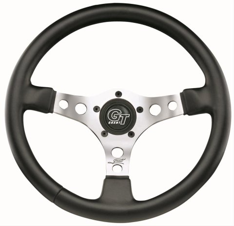 Grant Formula GT Steering Wheels 789 Wheel, GT, Aluminum, Polished, Vinyl/Black, 3-Spoke, 14 in. Diameter, 5-Bolt Mount, Each thumbnail 1