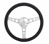 Grant Billet Classic Series Steering Wheels 1922 Wheel, Series, Aluminum, Polished, Leather/Black, 3-Spoke, 14 in. Diameter, 5-Bolt mount, Ford Logo Horn Button, Each thumbnail 1