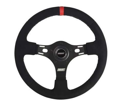 Grant Evolution GT Steering Wheels 1081 Wheel, GT, Aluminum/Black, Vinyl, Leather, Black, Gray, 3-Spoke, 13.75 in. Diameter, Each thumbnail 1