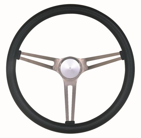 Grant Classic Nostalgia Steering Wheels 969 Wheel, Nostalgia, Chevy, Stainless Steel/Brushed, Foam/Black, 3-Spoke, 15 in. Dia., 3-Bolt