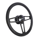 Grant Billet T-Series Steering Wheels 1917-1 Wheels, T-Series, 14.0 in. Diameter, Aluminum, 3-Spoke, Black, Leather Grip, Black, with Installation Kit, Horn Cap, Ford, Kit thumbnail 1