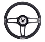 Grant Billet T-Series Steering Wheels 1917-1 Wheels, T-Series, 14.0 in. Diameter, Aluminum, 3-Spoke, Black, Leather Grip, Black, with Installation Kit, Horn Cap, Ford, Kit thumbnail 2