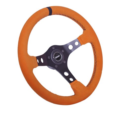 Grant Products Steering Wheels 8519 Suede Wheel Orange with Center Stripe, Alumiunum Spoke, and Universal 3 or 5 Hole Pattern (Installation Hub Needed) thumbnail 1