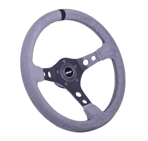 Grant Products Steering Wheels 8514 Suede Wheel Gray with Center Stripe, Alumiunum Spoke, and Universal 3 or 5 Hole Pattern (Installation Hub Needed) thumbnail 1