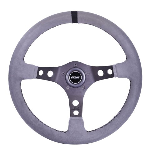 Grant Products Steering Wheels 8514 Suede Wheel Gray with Center Stripe, Alumiunum Spoke, and Universal 3 or 5 Hole Pattern (Installation Hub Needed) thumbnail 2