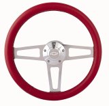 GRT Products Steering Wheels 1911R Billet T Series Red Wrapped Polished Spoke Wheel with Chevrolet Logo & Install Kit (5196-1) thumbnail 1