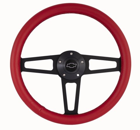 GRT Products Steering Wheels 1916R Billet T Series Red Wrapped Black Spoke Wheel with Chevy Logo & Install Kit (5196) thumbnail 3