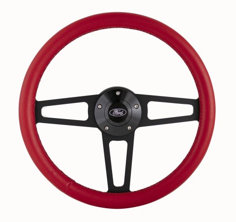 GRT Products Steering Wheels 1918R Billet T Series Red Wrapped Black Spoke Wheel with FORD Logo & Install Kit (5285) thumbnail 3
