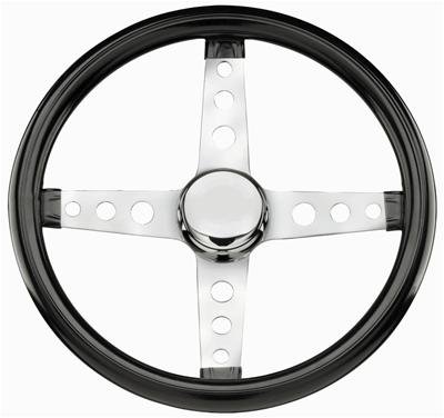 Grant Classic Cruisin' Steering Wheels 570 Wheel, Cruisin', Steel, Chrome, 4-Spoke, Vinyl, Black Grip, 13.5 in. Diameter, 3-Bolt, Each thumbnail 1