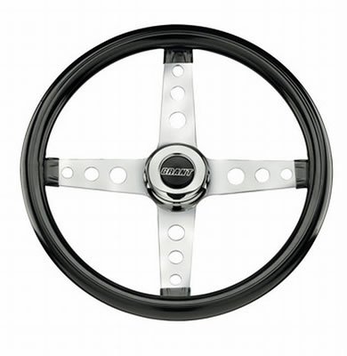 Grant Classic Cruisin' Steering Wheels 570 Wheel, Cruisin', Steel, Chrome, 4-Spoke, Vinyl, Black Grip, 13.5 in. Diameter, 3-Bolt, Each thumbnail 2
