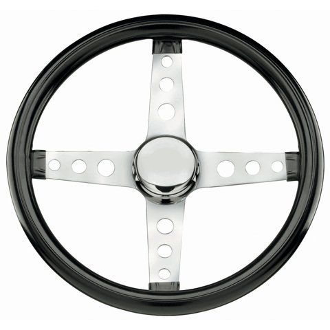 Grant Classic Cruisin' Steering Wheels 570 Wheel, Cruisin', Steel, Chrome, 4-Spoke, Vinyl, Black Grip, 13.5 in. Diameter, 3-Bolt, Each thumbnail 3