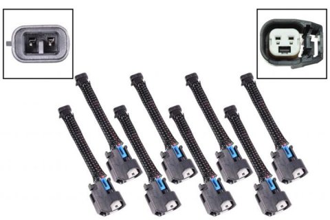 ICT Billet Fuel Injector Plug Adapters WAINJ32 Wiring Harness, Adapter, Injector, Mini Delphi Multec 2 Harness to USCAR EV6, Set of 8 thumbnail 1