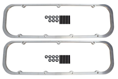 ICT Billet Valve Cover Spacers 551640-5 and Adapters, Perimeter Bolt Mounting, 0.500 in. Thickness, Aluminum, Natural, Chevy, Big Block, Pair thumbnail 1