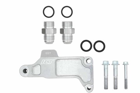 ICT Billet Oil Filter Adapters 551350-FS01 Remote Filter, LS Remote Adapter for Front Sump Sheet Metal Pan thumbnail 1