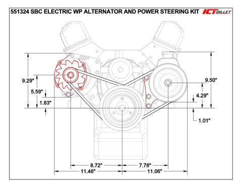 ICT Billet Power Steering Brackets 551360 Brackets, Saginaw P Series, Left Side, Upper and Lower, Aluminum, Natural, Chevy, Kit thumbnail 1