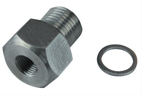 ICT Billet Gauge Adapters 551172 Adapter, Straight, Aluminum, Natural, M16 x 1.5 Male Threads, 1/8 in. NPT Female Threads, Each thumbnail 1