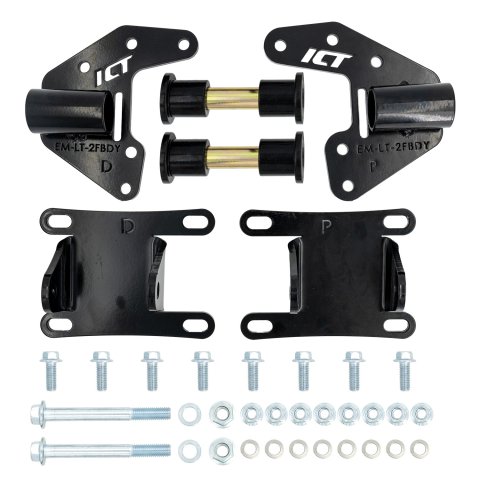 ICT Billet Motor Mounts and Inserts EM-LT-2FBDY 1970-1981 Chevy F Body Camaro - LT Swap Engine Mount Kit L83 LT1 thumbnail 7