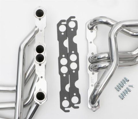 Hedman Street Headers 68296 Headers, Street, Long Tube, Steel, Silver Ceramic Coated, Chevy, Small Block, Pair