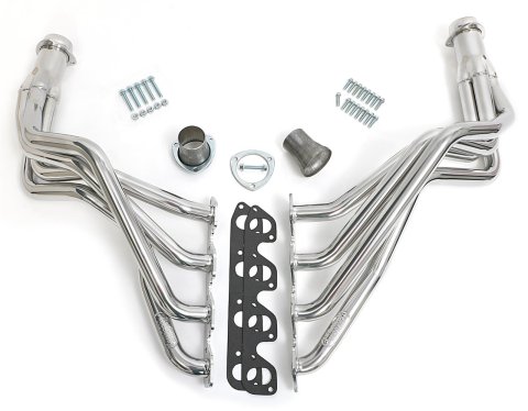 Hedman Street Headers 89366 Headers, Street, Fenderwell Exit, Steel, Silver Ceramic Coated, Ford, 351M, 400, Pair thumbnail 1