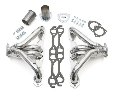 Hedman Traditional Block Hugger Headers for 1923-1949 STREET ROD - 68406 Headers, Traditional, Hugger, Steel, Silver Ceramic Coated, Chevy, Small Block, Pair thumbnail 1