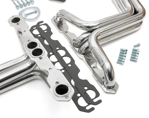 Hedman Street Headers 69266 Headers, Street, Long Tube, Steel, Silver Ceramic Coated, Chevy, 283, 327, Pair thumbnail 1