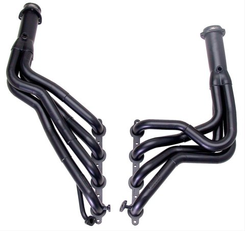 Hedman Street Headers 63534 Headers, Street, Long Tube Stepped, Steel, Black Ceramic Coated, Chevy, Pontiac, 5.7L, Pair thumbnail 2