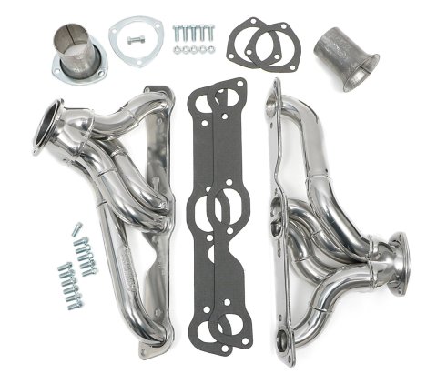 Hedman Traditional Block Hugger Headers 26164 Headers, Traditional, Stepped Hugger, Steel, Silver Ceramic Coated, Pontiac, 326-455, Pair thumbnail 3