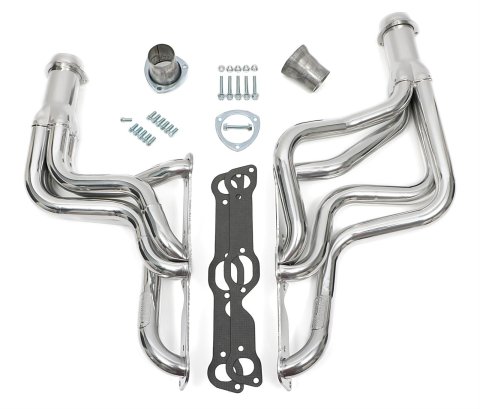 Hedman Street Headers 35266 Headers, Street, Long Tube, Steel, Silver Ceramic Coated, Pontiac, 326-455, Pair