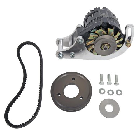 Powermaster Drag Race Alternator Kits 8-898 Alternator, Internal Regulator, 100 Amp, Low Mount, Black, Chevy, Small Block, V8, Kit thumbnail 2
