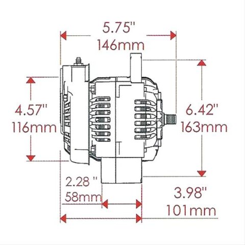 Powermaster XS Volt Alternators 8138 Alternator, Volt, Black, 100 Amp, 12/16 V, Denso, 110mm, Each thumbnail 2