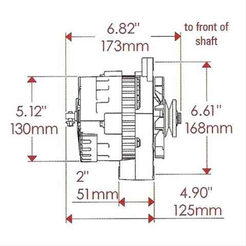 Powermaster Race Alternators 478026 Alternator, Internal Regulator, 140 Amp, 16V, Natural, Center Offset, Chevy, GMC, Oldsmobile, Pontiac, Each thumbnail 5