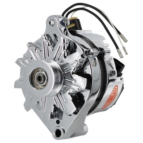 Powermaster Street Alternators 17735 Alternator, Internal Regulator, 80 Amp, Chrome, Ford, Mercury, V8, Each thumbnail 2