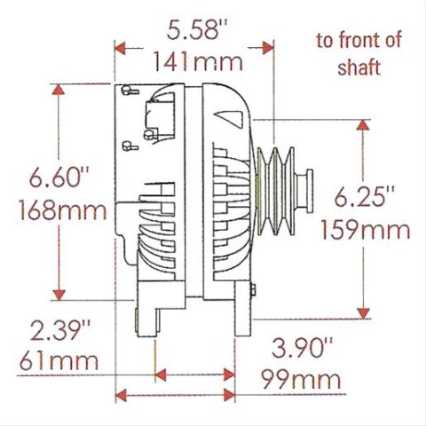 Powermaster Retro Alternators 17519 Alternator, External Regulator, 95 Amp, Chrome Plated, Chrysler, Dodge, Plymouth, Each thumbnail 3
