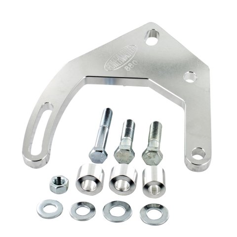 Powermaster Alternator Brackets 880 Bracket, Driver Side, Snug Mount, Billet Aluminum, Polished, Block Mounted, Chevy, Big Block, Kit thumbnail 1