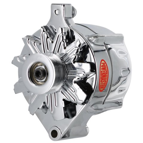 Powermaster Race Alternators 8-37100 Alternator, Internal Regulator, 100 Amp, Chrome Plated, Ford, Mercury, Jeep, Each thumbnail 2