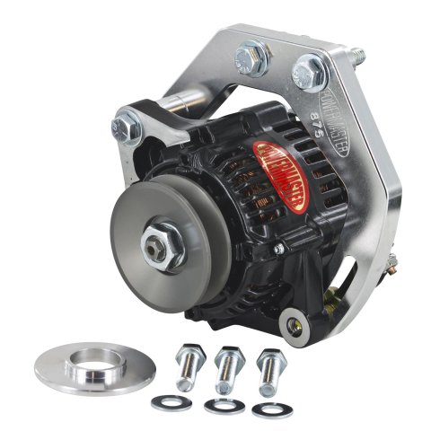Powermaster Drag Race Alternator Kits 8-875 Alternator, Internal Regulator, 55 Amp, Snug Mount, Black, Chevy, Small Block, V8, Kit thumbnail 2