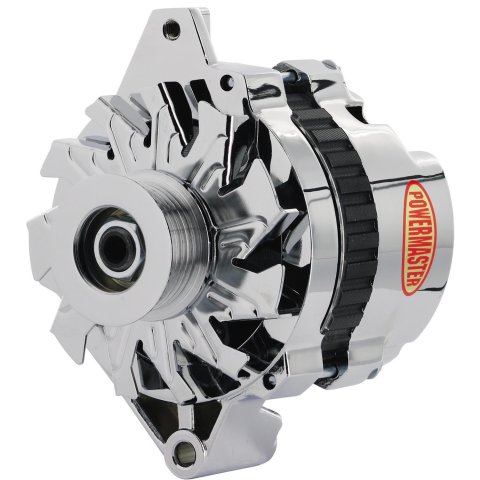 Powermaster Street Alternators for 1988-1990 CAPRICE, 1986-1993 CORVETTE - 37803 Alternator, Internal Regulator, 140 Amp, Chrome, Center Offset, Chevy, Oldsmobile, 3.8, 5.0, 5.7L, Each thumbnail 2
