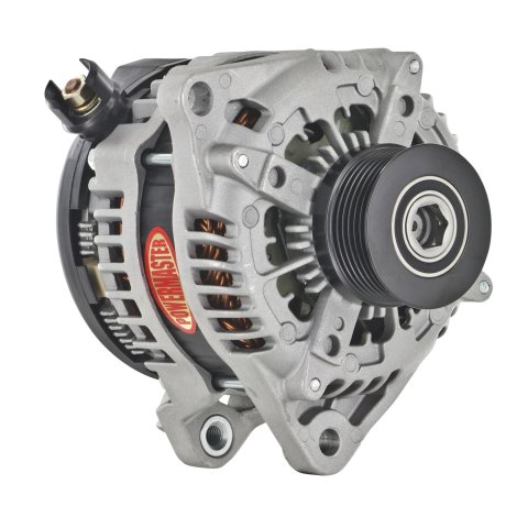 Powermaster High-Amp Alternators for 2011-2017 MUSTANG - 41625 Alternator, High-Amp, 245 amp, 12 V, Serpentine, Natural, Finish, Denso Case, Internal Regulator, Ford, Modular V8, Each thumbnail 2