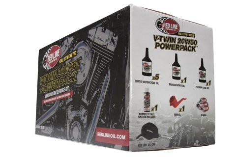 Red Line V-Twin Powerpack Oil Change Kits 90226 Kit, Powerpack, 20W50 Oil, Transmission Oil, Primary Oil, Fuel Injection Cleaner, Sticker Kit, Hat, Funnel, Harley-Davidson®, Kit thumbnail 2