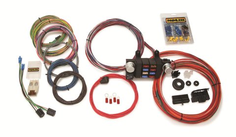 Painless Performance 18-Circuit Modular Chassis Harnesses 10308 Wiring Harness, 18-Circuit, Dash Ignition, Front Mount Fuse Block, Spade Fuse, Universal, Kit