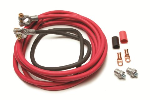 Painless Performance Battery Cable Kits 40100 Cables, Silicone, 1-Gauge, 15 ft. Red, 3 ft. Black, 2 Ring Terminals, 2 Side Post Adapters, Kit
