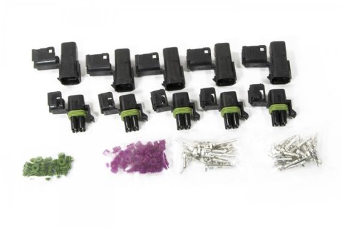 Painless Performance Weatherpack Connectors 70464 Kit, 4 Circuit Square Connector Male & Female, Set of 5