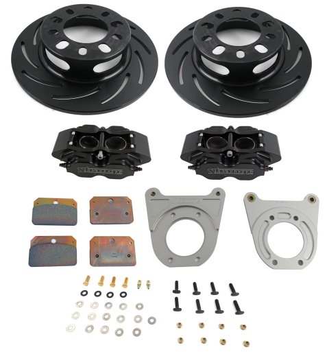 Strange Pro Race Steel Rear Brake Kits B1706WCM Disc Brakes, Race, Rear, Slotted Surface Rotors, 4-piston Calipers, Ford 9 in., Big Ford Late Model, Kit thumbnail 1