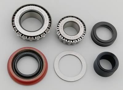 Strange Pinion Bearings N1923 Bearings, Pinion, Front/Rear Bearings, Tapered Bearing Support, Solid Spacer, Seal, Ford, 9 in., 28-Spline, Kit