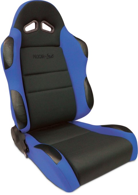 Procar Sportsman Racing Black/blue Velour Seat 80-1606-65R Seat, Series 1606, Lever Reclining, Passenger Side, Velour, Black/Blue, Each thumbnail 1