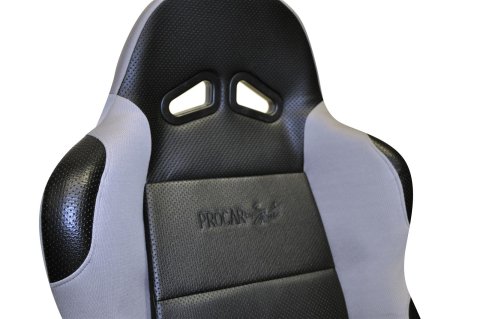 Procar Sportsman Racing Black/gray Vinyl/velour Seat 80-1605-62R Seat, Series 1605, Lever Reclining, Passenger Side, Black Vinyl Inside, Gray Velour Wings and Bolsters, Each thumbnail 1