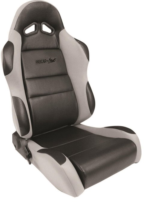 Procar Sportsman Racing Black/gray Vinyl/velour Seat 80-1605-62R Seat, Series 1605, Lever Reclining, Passenger Side, Black Vinyl Inside, Gray Velour Wings and Bolsters, Each thumbnail 2
