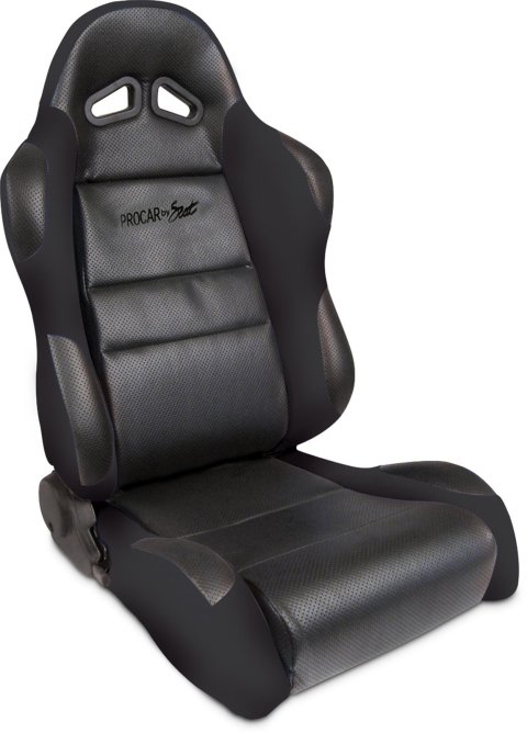 Procar Sportsman Racing Black/black Vinyl/velour Seat 80-1605-61R Seat, Series 1605, Lever Reclining, Passenger Side, Black Vinyl Inside, Black Velour Wings and Bolsters, Each thumbnail 1