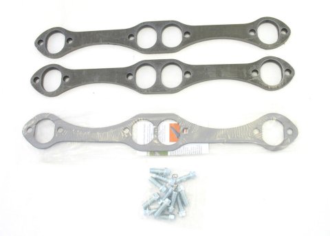 Patriot Header Flange Kits H7863 Flanges, No Stubs, Steel, 0.375 in. Thick, 1.625 in. Oval Port, Gaskets, Bolts, Pair thumbnail 2